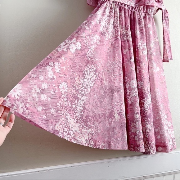 Vintage 60’s Pink Floral‎ Blouson Midi Dress, Size 6 - Picture 7 of 11